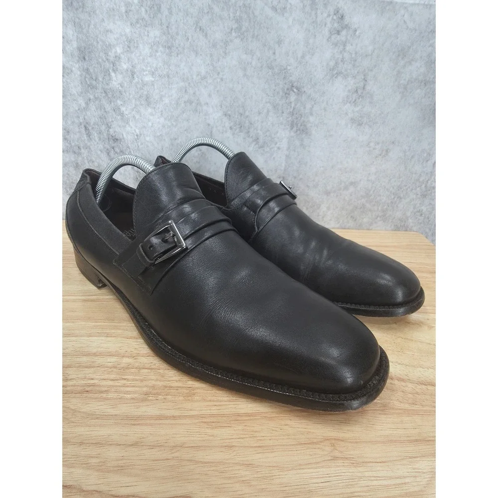 E. T Wright Loafers Mens 10.5 D Black Leather Monk Strap Italy Dress Shoe